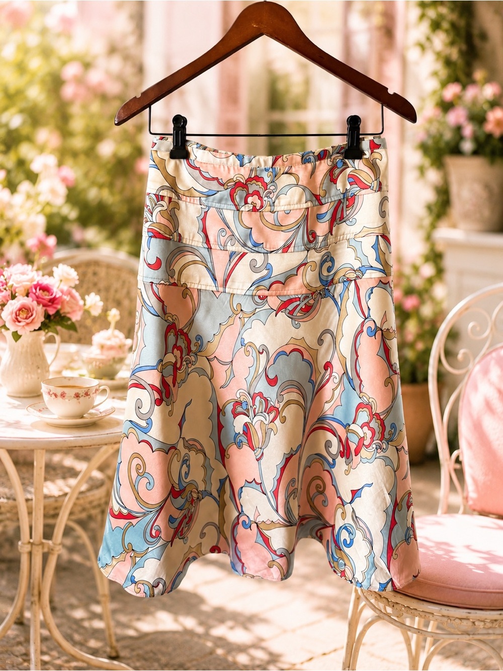 Tommy Hilfiger Pastel Paisley A-Line Skirt Size 12 Flirty Spring Summer